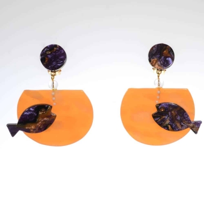 boucles d oreilles aquarium orange violine